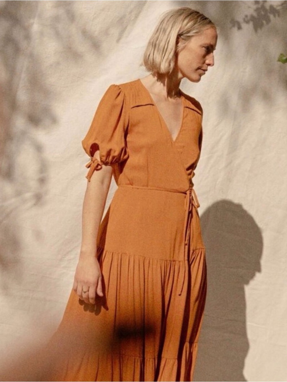 Christy Dawn Augusta rust Tiered Wrap Midi size small